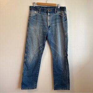 Preowned  Wrangler 130273 Jeans Mens Fit 36x32 Blue Denim Pants Western Cowboy